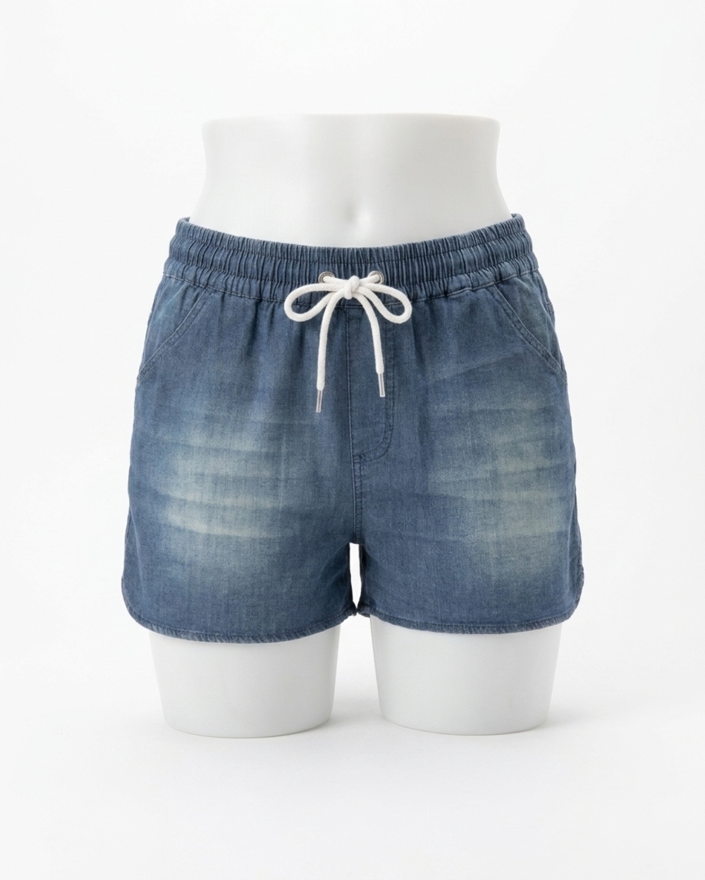 NEW GRACE AND LACE stretch chambray shorts in dark mid-wash